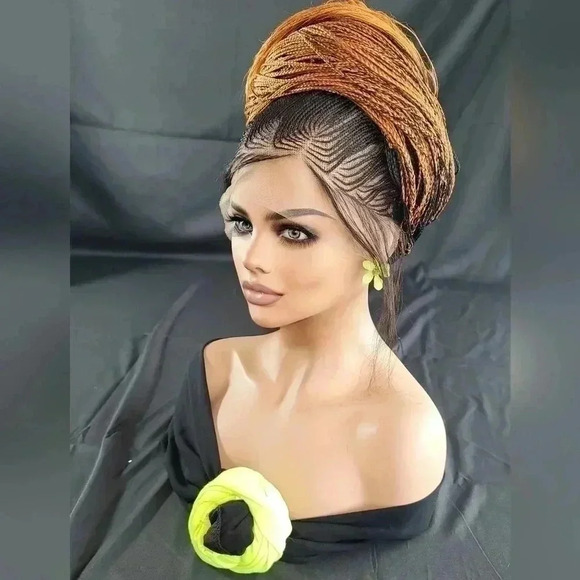 Braided Wig: 100% handmade long ombre  350/ black wig Human-Synthetic NWT - Picture 16 of 17